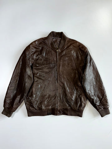Manstar Vintage Real Leather Bomber Jacket (XL)