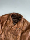 Vintage Tan Brown Leather Oversized Bomber Jacket (2XL)