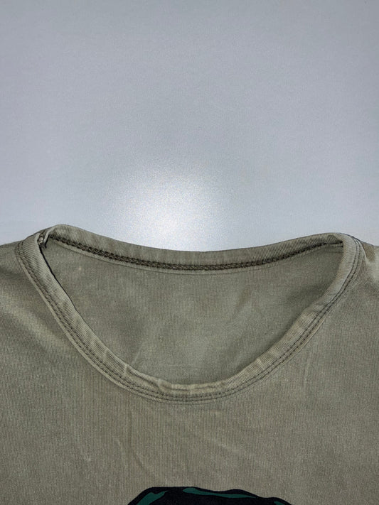 Stereo Charisma Republic | Graphic Long Sleeve Tee | Washed Olive (S/M)