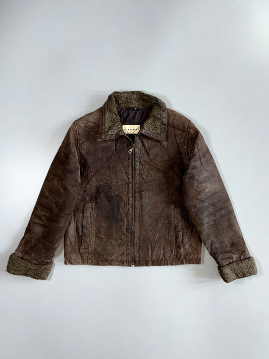 J. khaki Premium Original Leather Jacket (M)