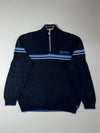 Hugo Boss Navy Quarter Zip Sweater with Blue Stripes (XL)