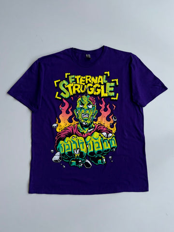 Eternal Struggle” Graphic Print T-Shirt Purple — Gildan Soft—style (2XL)