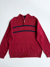 Chaps Striped Quarter-Zip Sweater – Burgundy/Navy (2XL)