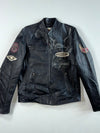 Harley-Davidson Black Leather Eagle Graphic Biker Jacket with Patches (M)