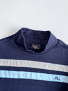 Evisu Golf Navy Mock Neck Stripe Long Sleeve Top Pullover (M)