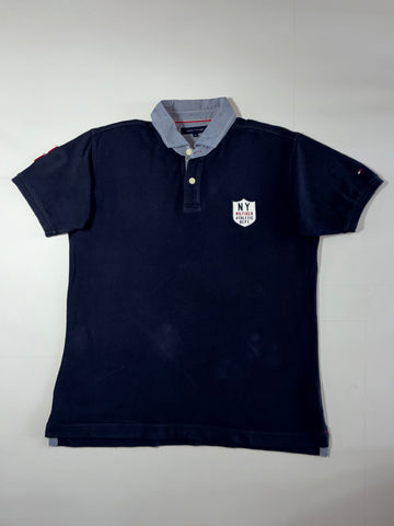 Tommy Hilfiger Polo with Chambray Collar – Black (2XL)