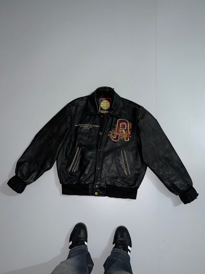 ZSuper Rare 90's Vintage (Rare) Original Leather Jacket, Embroidered (M/L)