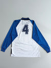 Vintage 90s Adidas Trefoil Football Jersey Long Sleeve – White/Blue/Black (XL)