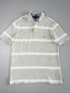 Tommy Hilfiger Grey & White Striped Classic Polo Shirt (L/XL)
