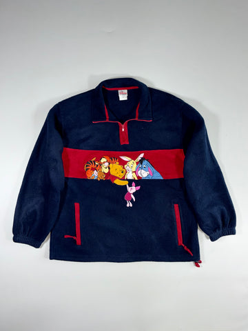Disney Store Winnie the Pooh & Friends Embroidered Quarter-Zip Fleece Pullover – (XL)