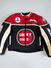 Lucky One Vintage Moto Racing Jacket With Leather Trim Patches (Paded) (M)