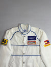 Vintage Intercrew Formula 1 Racing Team Jacket  White Blue Patches (L)