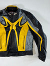 IXS Yellow Flame Genuine Leather Motorcycle Racing Jacket Padded (XL)