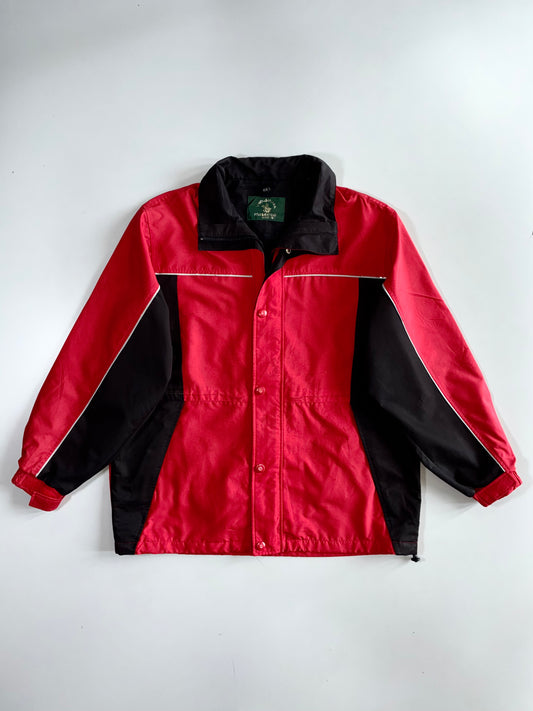 Vintage Santa Barbara Polo & Racquet Club Red & Black Colorblock Windbreaker Jacket (XL)