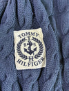 Y2K Tommy Hilfiger Navy Cable Knit Quarter Zip Sweater – Tipped Collar & Crest Patch – (M)
