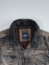 Engbers Distressed Brown Leather Jacket with Shearling Collar Jacket (L)