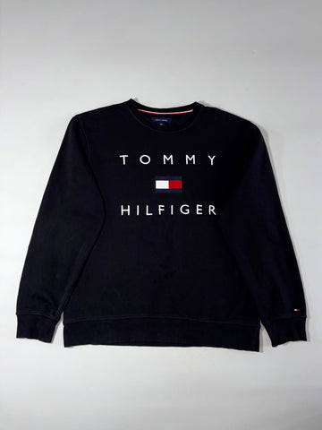 Tommy Hilfiger Big Flag Spellout Sweatshirt – Black – (2XL)