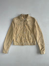 Closed Tan Suede Western Yoke Jacket with Piped Trim & Snap Buttons (S)