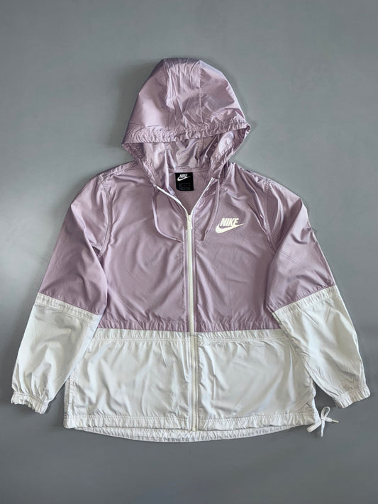 Nike Sportswear Swoosh Two-Tone Mesh-Lined Hooded Windbreaker Jacket Lavender White (L)