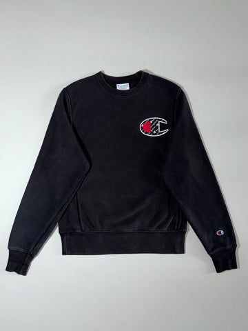 Champion Reverse Weave Black Big “C” Logo Crewneck Sweatshirt (S)