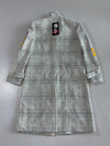 DSQUARED2 Multi-Patch Plaid Wool Trench Coat  Long Checkered Overcoat with Embroidered Patches (M)