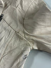 Lavenlico Cream Leather Asymmetric Zip Biker Jacket with Ribbed Knit Hem & Cuffs Women’s (XXS)