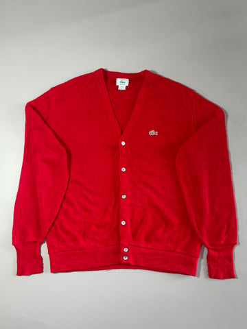 Vintage 80s IZOD Lacoste Red Cardigan – Made in USA (2XL)