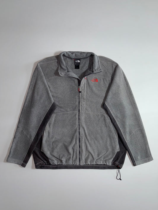 The North Face Full Zip Fleece Jacket Grey  Men’s, embroidered logo, drawstring hem (2XL)