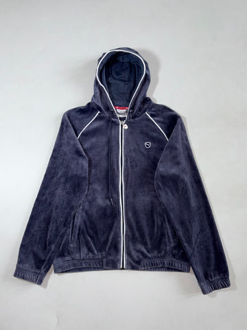 Vintage Puma Navy Velour Zip-Up Hoodie (S)