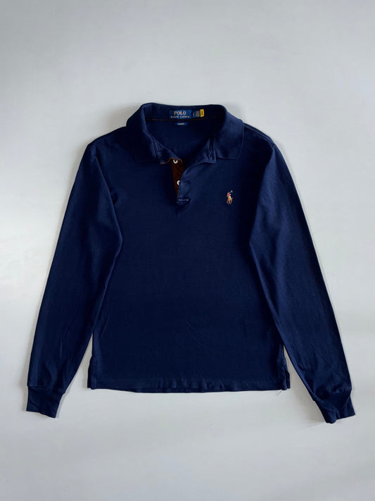 Polo Ralph Lauren Navy Long-Sleeve Polo – Multicolor Pony | Slim Fit (S)