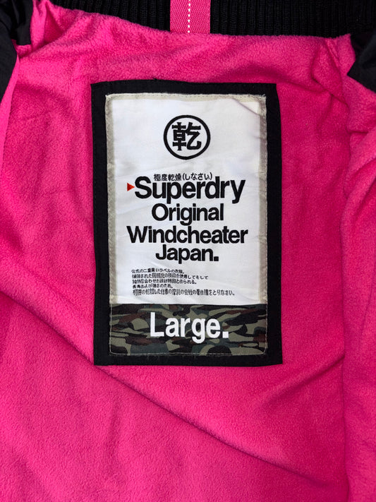 Superdry Original Windcheater Black Pink Fleece Lined Jacket (S)