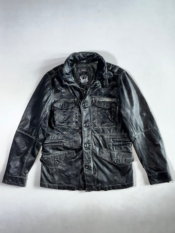 Diesel Premium Original Leather Jacket (Hidden Collar Cap)(M)