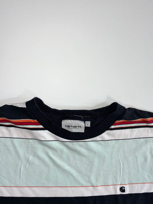 Carhartt WIP Multi-Stripe Crewneck T-Shirt – Mint/Navy/Rust (2XL)