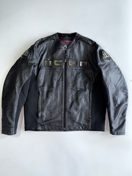 Icon Accelerant Leather Motorcycle Jacket w/ Asphalt Tech Armor (2XL/3XL)