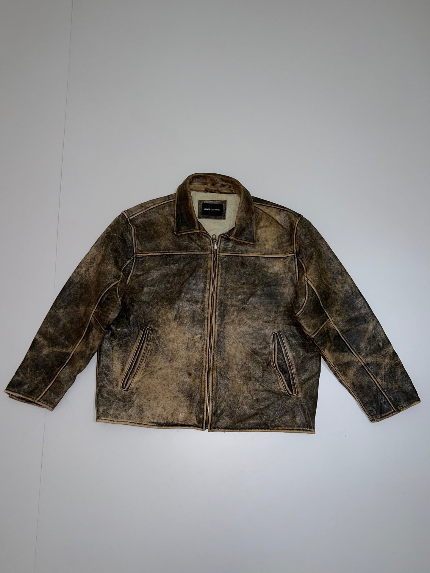 ZSuper Premium Vintage Original Jones New york Leather Jacket (RARE) (XL/2XL)