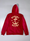 STHINC Faux Fur Lined Chain Embroidered Zip Hoodie Red (L)