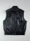 Vintage Black Leather Multi-Pocket Utility Vest (L)