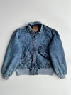 Vintage Edwin Acid Wash Denim Bomber Jacket Blue (L)