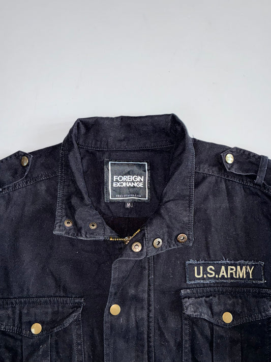 Foreign Exchange Black U.S. Army Patch Field Jacket (L)