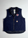 Carhartt | Navy Duck Canvas Quilted Vest Pipeline Workwear Embroidered (L/XL)