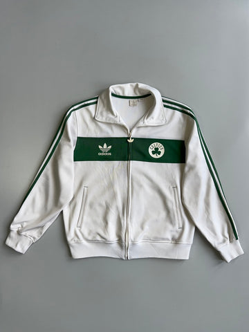 Adidas Originals NBA Boston Celtics Trefoil Three-Stripe Track Jacket in White & Green (XL)