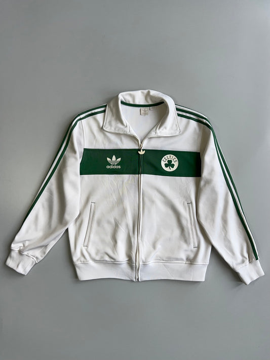 Adidas Originals NBA Boston Celtics Trefoil Three-Stripe Track Jacket in White & Green (XL)
