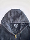 Carhartt Active Jacket DJO140-M | Black Washed Duck Canvas Quilted Lined Rare Hooded Work Coat (2XL)