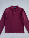 Polo by Ralph Lauren Vintage Pony Logo Long Sleeve Pique Polo Shirt Burgundy (M)