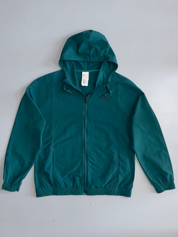 Reebok Vintage Teal Green Hooded Windbreaker Jacket — Made in Vietnam | Size L