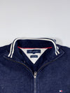 Tommy Hilfiger | Navy Striped Collar Full Zip Knit | (L)