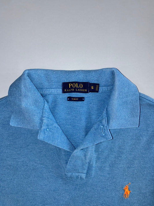 Polo Ralph Lauren Sky Blue Slim Fit Polo – Orange Pony (XS)