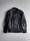 Vintage Italian | Black Leather Bomber Jacket 70s (L)