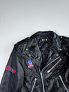 Vintage 90s Way of Life USA Flag Embroidered Leather Biker Jacket (L)