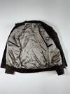 Dark Brown Suede-Look Bomber Jacket with Panelled Design & Zip Pockets (XL)